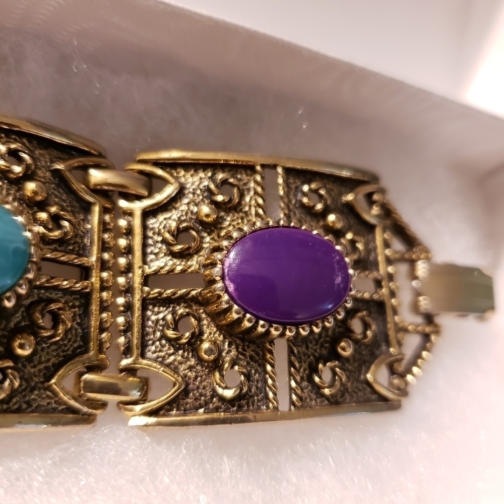 UPDATED AD Sarah Coventry Vintage 60's Bracelet Links Stones - Picture 13 of 16